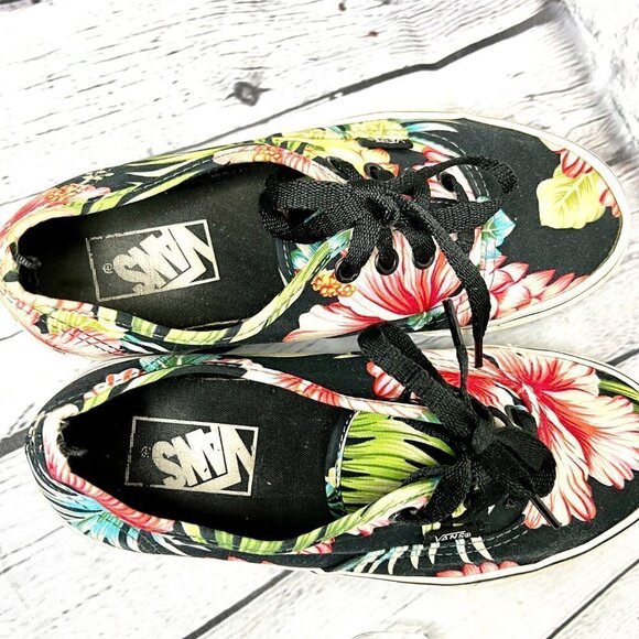 VANS Women's Tropical Hawaiian Print Black Pink Canvas Shoes Sneakers Size 6.5 - Picture 3 of 7